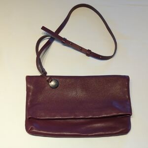 Skagen Burgundy Fold-Over Crossbody Bag